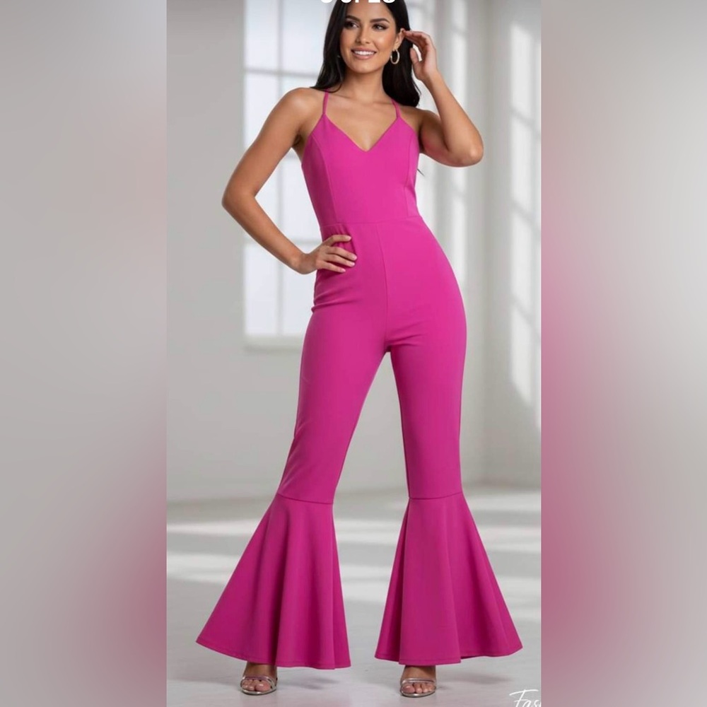 Justin Boots Vibrant Pink Flared Jumpsuit